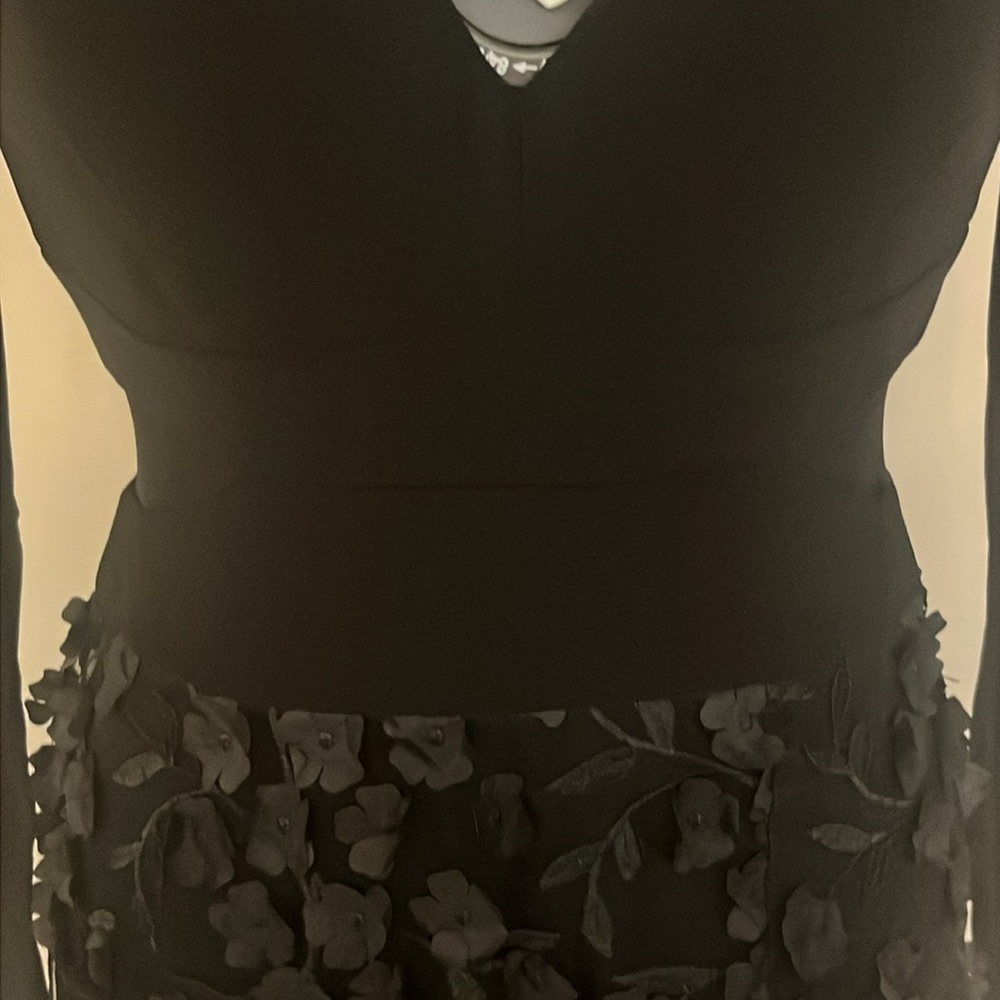 Xscape Black Long Sleeve V-Neck Evening Gown - Picture 4 of 12